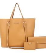 Yellow Musturd Structured Solid Shoulder Tote Bag with wallet pouch and card holder