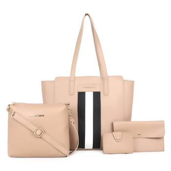 Beige Tote Bag with Sling ,wallet pouch and card holder 1