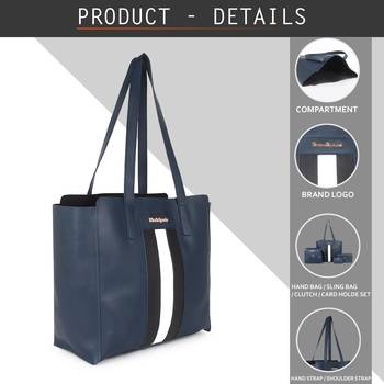 Blue Tote Bag with Sling ,wallet pouch and card holder 4