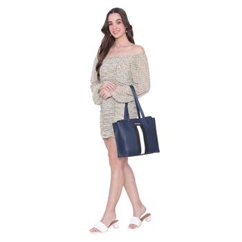 Blue Tote Bag with Sling ,wallet pouch and card holder 5