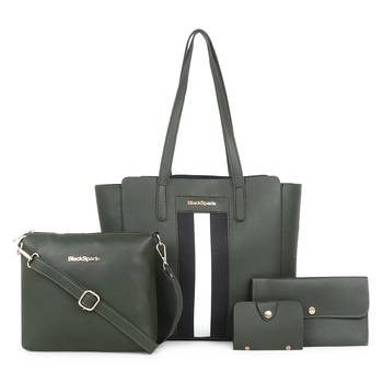Green Tote Bag with Sling ,wallet pouch and card holder 1