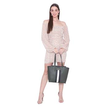 Green Tote Bag with Sling ,wallet pouch and card holder 4