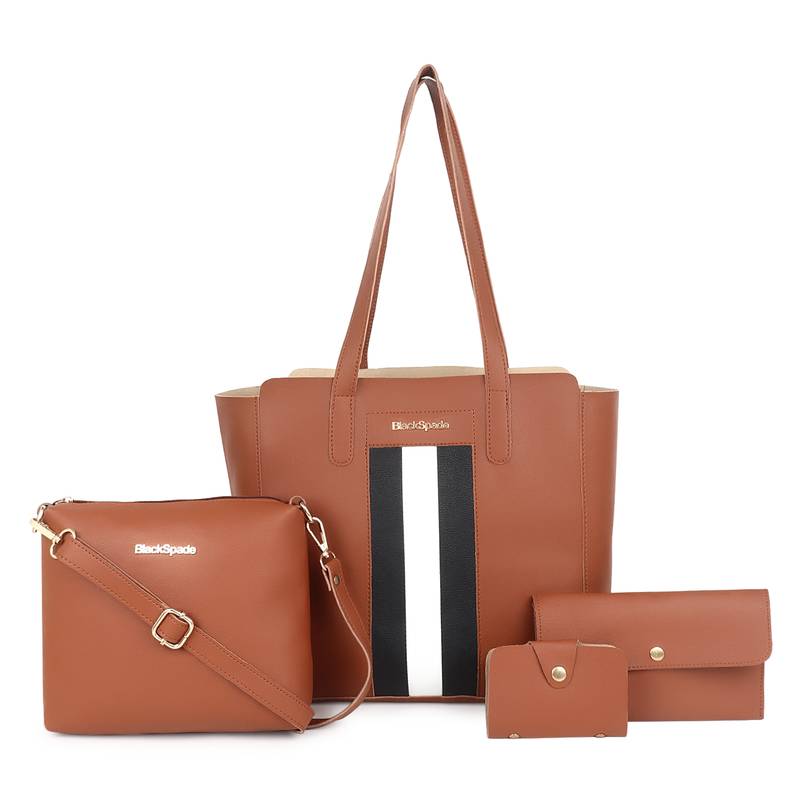 Tan Tote Bag with Sling ,wallet pouch and card holder