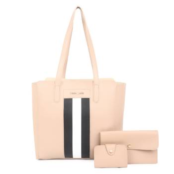 Beige Tote Bag with wallet pouch and card holder 1