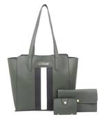 Green Tote Bag with wallet pouch and card holder