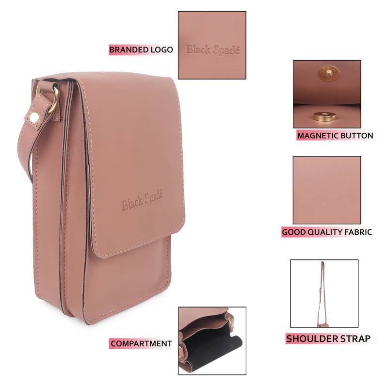 Peach Mobile Crossbody Sling Bag