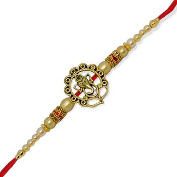 Lord Gajanan Gold and Rhodium Plated Alloy Rakhi for Lovely Brother  [VFJ1133RKG] 1