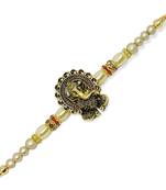 Dholak Ganesh ji Gold and Rhodium Plated Alloy Rakhi for Lovely Brother  [VFJ1134RKG]