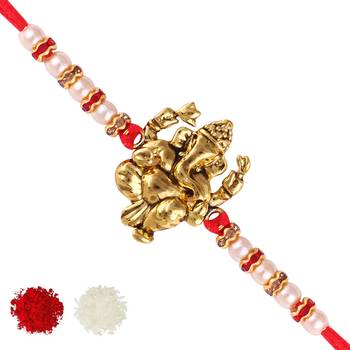 Nrutya Ganesha Gold Plated Alloy Rakhi for Lovely Brother  [VFJ1142RKG ] 1