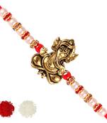 Lord Avighna Ganesh Gold Plated Alloy Rakhi for Lovely Brother  [VFJ1143RKG ]