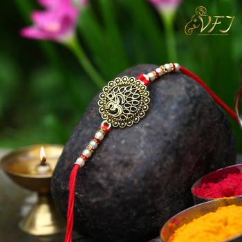 Om Ganesh Gold Plated Alloy Rakhi for Lovely Brother - [VFJ1025RKG] [VFJ1145RKG ] 2