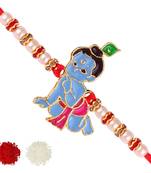 Bal Krishana Cartoon rakhi for sweet kids with beads, pearls [VFJ1147RKG ]