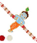 Bal Krishana Cartoon rakhi for sweet kids with beads, pearls [VFJ1148RKG ]