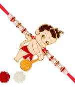 Bal Hanuman Cartoon rakhi for sweet kids with beads, pearls [VFJ1150RKG ]