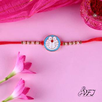 Doramon Cartoon rakhi for sweet kids with beads, pearls [VFJ1152RKG ] 2