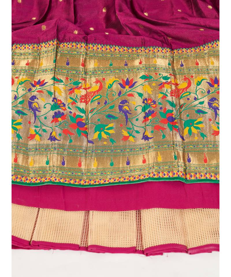 Dark Pink Banarasi semi stitched Lehenga & Unstitched Blouse With Dupatta