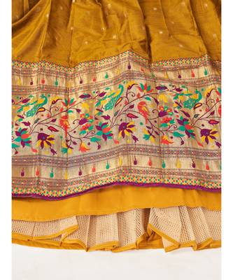 Mustard Yellow  Banarasi semi stitched Lehenga & Unstitched Blouse With Dupatta 2