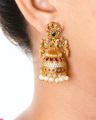 Gold pearl jhumkas 2
