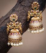 Gold pearl jhumkas