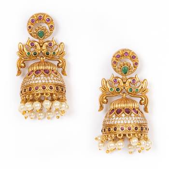 Gold pearl jhumkas 3
