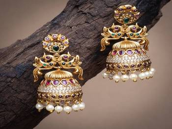 Gold pearl jhumkas 4