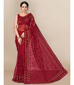 Red Soft Net Saree With Blouse Piece