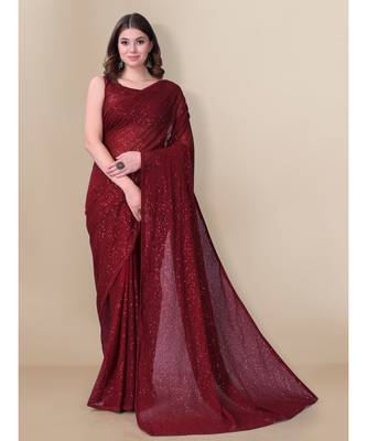 Maroon Party Wear Sequin Saree for Women 1