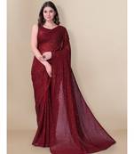 Maroon Party Wear Sequin Saree for Women