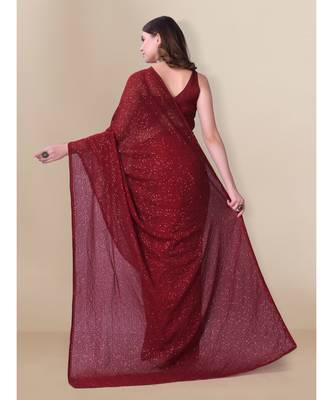 Maroon Party Wear Sequin Saree for Women 3