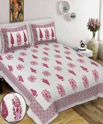 King Size Cotton Bedsheet with 2 Pillow Cover 1