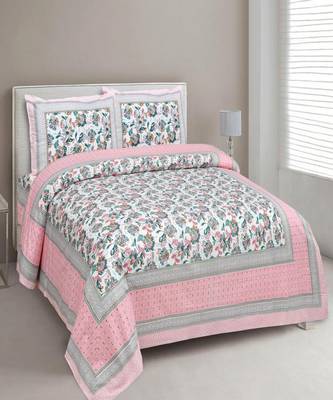 King Size Cotton Bedsheet with 2 Pillow Cover 1