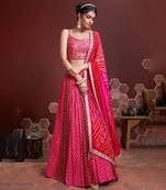 Gorgeous Pink Zari and Sequins Embroidered Designer Silk Lehenga with Mirror Work Choli