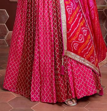 pink zari and sequins embroidered silk lehenga with mirror work choli 3