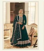 Sea Green embroidery georget semi stitch anarkali gowns