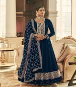 BLUE embroidery georget semi stitch anarkali gowns