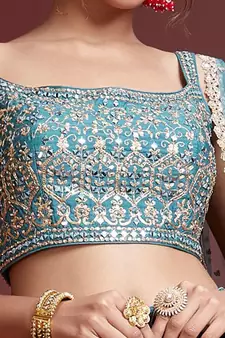 blue bangalore silk sequins work lehenga set choli with dupatta