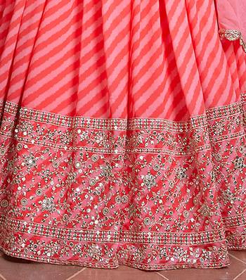 peach zari and sequins embroidered organza lehenga set choli with dupatta with dupatta 4