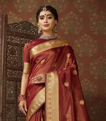 red embroidered organza sarees with unstitched blouse 2