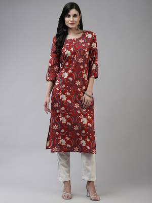 Red printed cotton kurtas-and-kurtis 1
