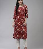 Red printed cotton kurtas-and-kurtis
