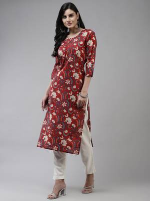 Red printed cotton kurtas-and-kurtis 2