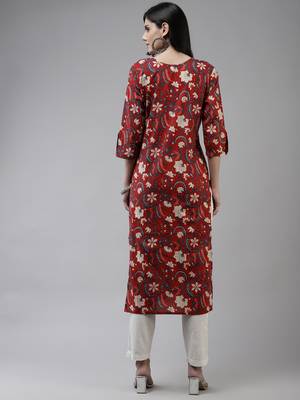 Red printed cotton kurtas-and-kurtis 3