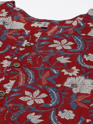 Red printed cotton kurtas-and-kurtis 4