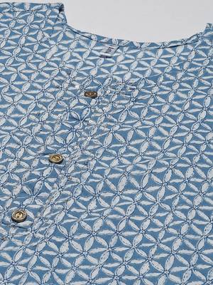 Blue printed cotton kurtas-and-kurtis 4