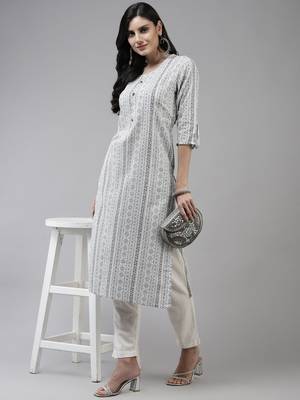 White printed cotton kurtas-and-kurtis 5