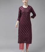 Burgundy printed rayon kurtas-and-kurtis