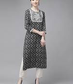 Black printed rayon kurtas-and-kurtis