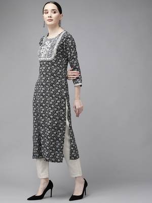 Black printed rayon kurtas-and-kurtis 2