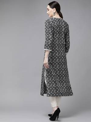 Black printed rayon kurtas-and-kurtis 3