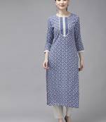 Blue printed rayon kurtas-and-kurtis